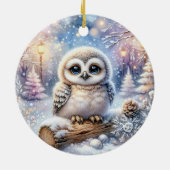Babyuil in sneeuwlicht keramisch ornament (Achterkant)