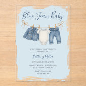 Babyuitzet Blue Jean Baby Shower  Acryl Uitnodigingen (Voorkant)