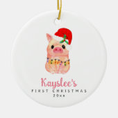 Babyvarken Eerste Kerstmis Aangepaste Keramische O Keramisch Ornament (Voorkant)