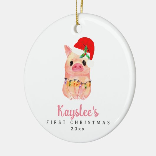 Babyvarken Eerste Kerstmis Aangepaste Keramische O Keramisch Ornament (Links)
