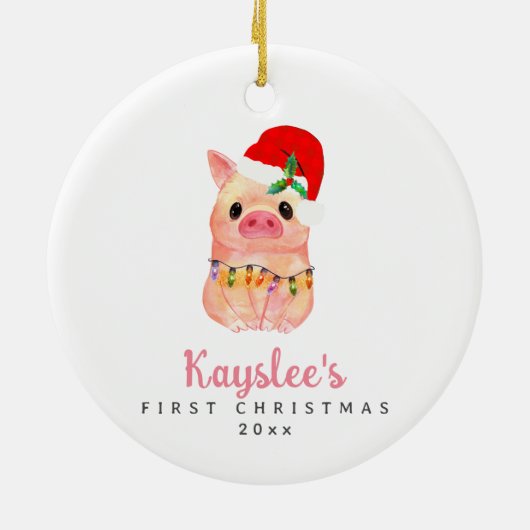 Babyvarken Eerste Kerstmis Aangepaste Keramische O Keramisch Ornament (Achterkant)