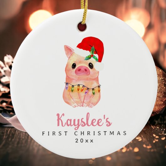Babyvarken Eerste Kerstmis Aangepaste Keramische O Keramisch Ornament