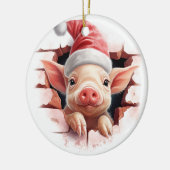 Babyvarken in Santa Hat - 3D Keramisch Ornament (Links)