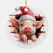 Babyvarken in Santa Hat - 3D Keramisch Ornament (Achterkant)