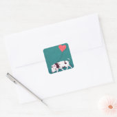 Babyvarken met hartballon vierkante sticker (Envelop)