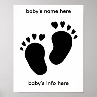babyvoetafdruk met hartteenposter poster