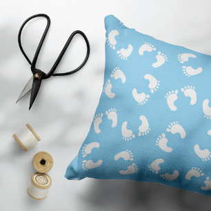 Babyvoetafdrukken, Babyvoet, Voetstappen, Blauw, J Accent Kussen