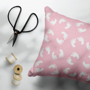 Babyvoetafdrukken, Babyvoet, Voetstappen, Roze Mei Accent Kussen