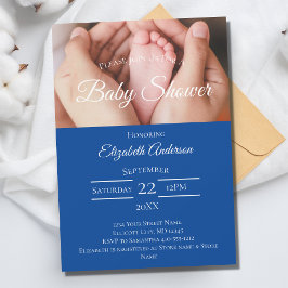 Babyvoetjes Foto Blauw Wit Jongen Baby Shower Kaart