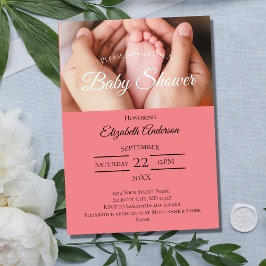 Babyvoetjes Foto Zwart Wit Roze Meisje Baby Shower Kaart