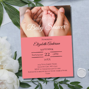Babyvoetjes Foto Zwart Wit Roze Meisje Baby Shower Kaart