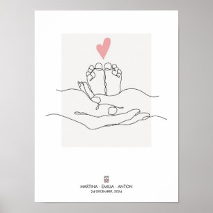 Babyvoetjes Geboorte Statistieken Nursery Kunst Poster