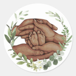 Babyvoetjes in handen sticker