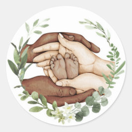 Babyvoetjes in handen sticker