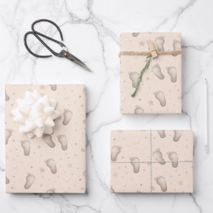 Babyvoetjes inpakpapier, cadeauverpakking voor bab inpakpapier vel