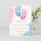 Babyvoetjes jongen of meisje roze blauw geslacht o kaart (Staand voorkant)