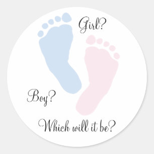 Babyvoetjes Voetafdruk Geslacht Reveal Ronde Sticker