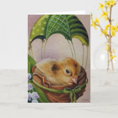 Babyvogel Jong Groen Scherm Watercolor Kunst Kaart (Gele Bloem)