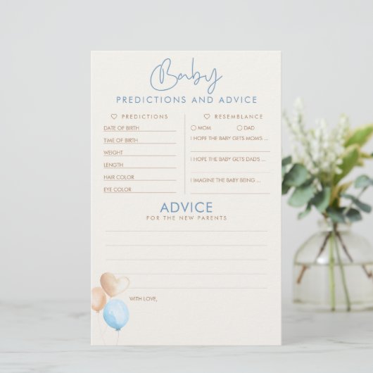 Babyvoorspellingen en -advies Baby Shower-spel (Staand voorkant)