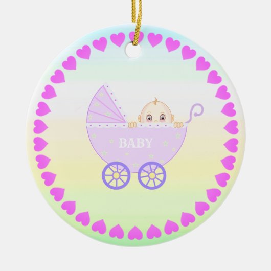 Babywagen Keramisch Ornament (Voorkant)