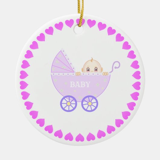 Babywagen Keramisch Ornament (Voorkant)