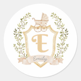Babywagen Monogram E | Neutraal  Ronde Sticker