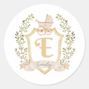 Babywagen Monogram E Neutraal Ronde Sticker