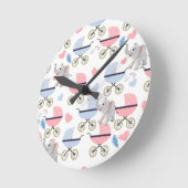 Babywagen Ooievaar Olifant Blauw & Roze Klok (Hoek)
