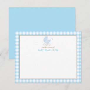 Babywagentje Gingham Baby Jongen Notitiekaarten Vi Kaart