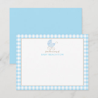 Babywagentje Gingham Baby Jongen Notitiekaarten Vi Kaart