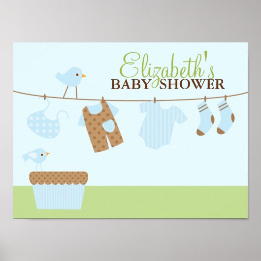 Babywas Baby Shower Welkom Bord Poster (Voorkant)