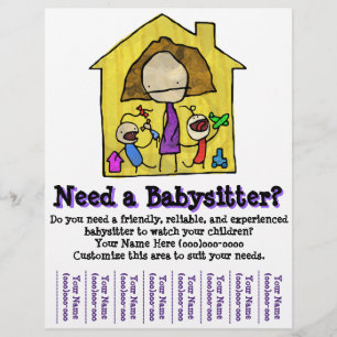 Babyzittend. Babysitter Kinderopvang. Sjabloon Flyer