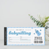 Babyzittend blauw cadeaubon Voucher-certificaat (Staand voorkant)
