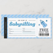 Babyzittend blauw cadeaubon Voucher-certificaat (Voorkant / Achterkant)