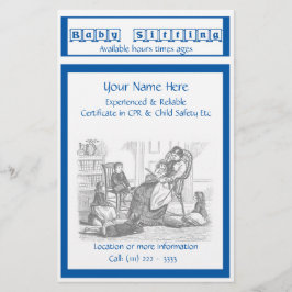 Babyzittend en kindzorgbrochure flyer