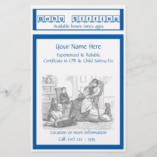 Babyzittend en kindzorgbrochure flyer (Voorkant)