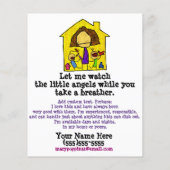 Babyzittend. Kinderopvang. Dagelijkse zorg Flyer (Achterkant)