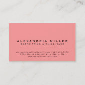 Babyzittend kinderopvangpatroon | Zwart-roze Visitekaartje (Achterkant)