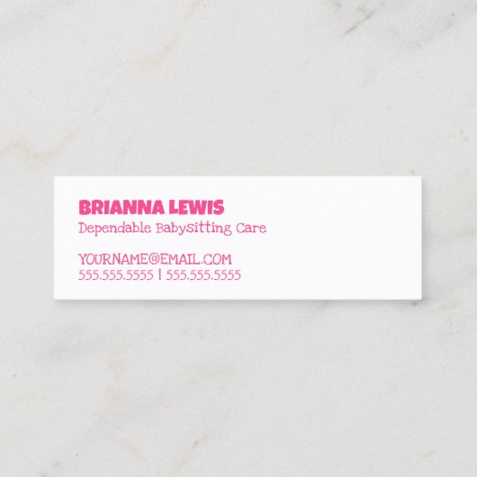 Babyzittend Mini Visitekaartje (Achterkant)