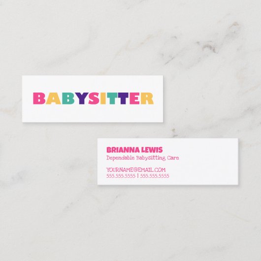 Babyzittend Mini Visitekaartje (Voorkant / Achterkant)