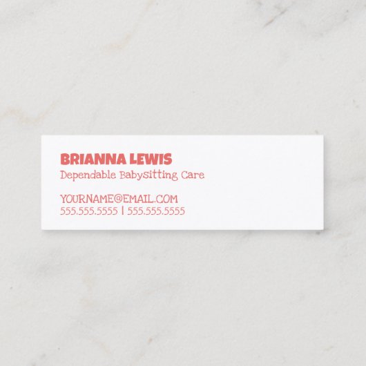 Babyzittend Mini Visitekaartje (Achterkant)