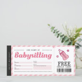 Babyzittend Roze Cadeaus Coupon Voucher Certificat (Staand voorkant)