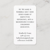 Babyzittende bij Jersey Shore Black Visitekaartje (Achterkant)