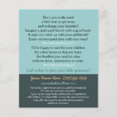 Babyzittende kinderverzorging Moederkaart Flyer (Achterkant)