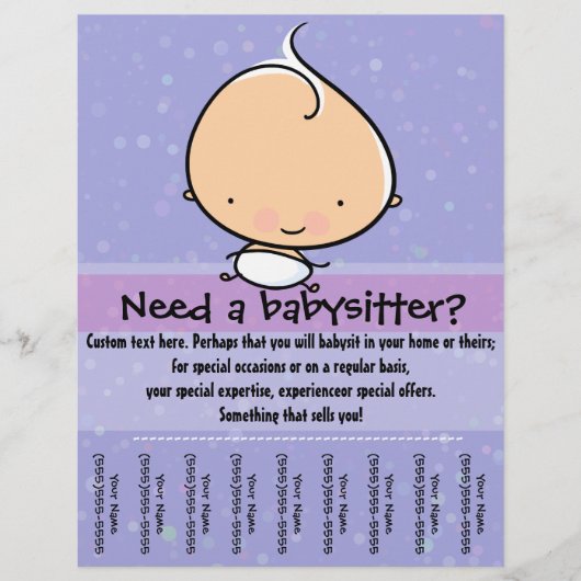 Babyzittende reclamebroeklade flyer (Voorkant)
