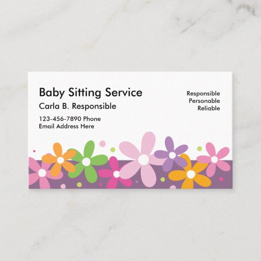 Babyzittende Visitekaartjes (Voorkant)