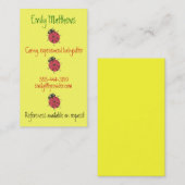 Babyzittende visitekaartjes - kleine ladybugs (Voorkant / Achterkant)