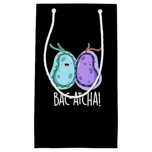 Bac-atcha Funny Bacteria Pun Dark BG Klein Cadeauzakje (Voorkant)