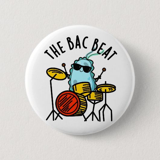 Bac Beat Funny Drummer Bacteria Pun Ronde Button 5,7 Cm (Voorkant)