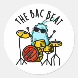 Bac Beat Funny Drummer Bacteria Pun Ronde Sticker